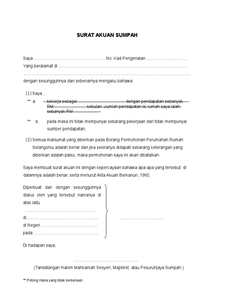 Contoh Surat Akuan Tidak Bekerja - Contoh Surat Akuan Kumpulan Contoh Surat Dan Soal Terlengkap
