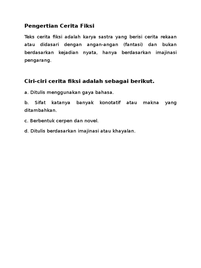 Pengertian Cerita Fiksi | PDF