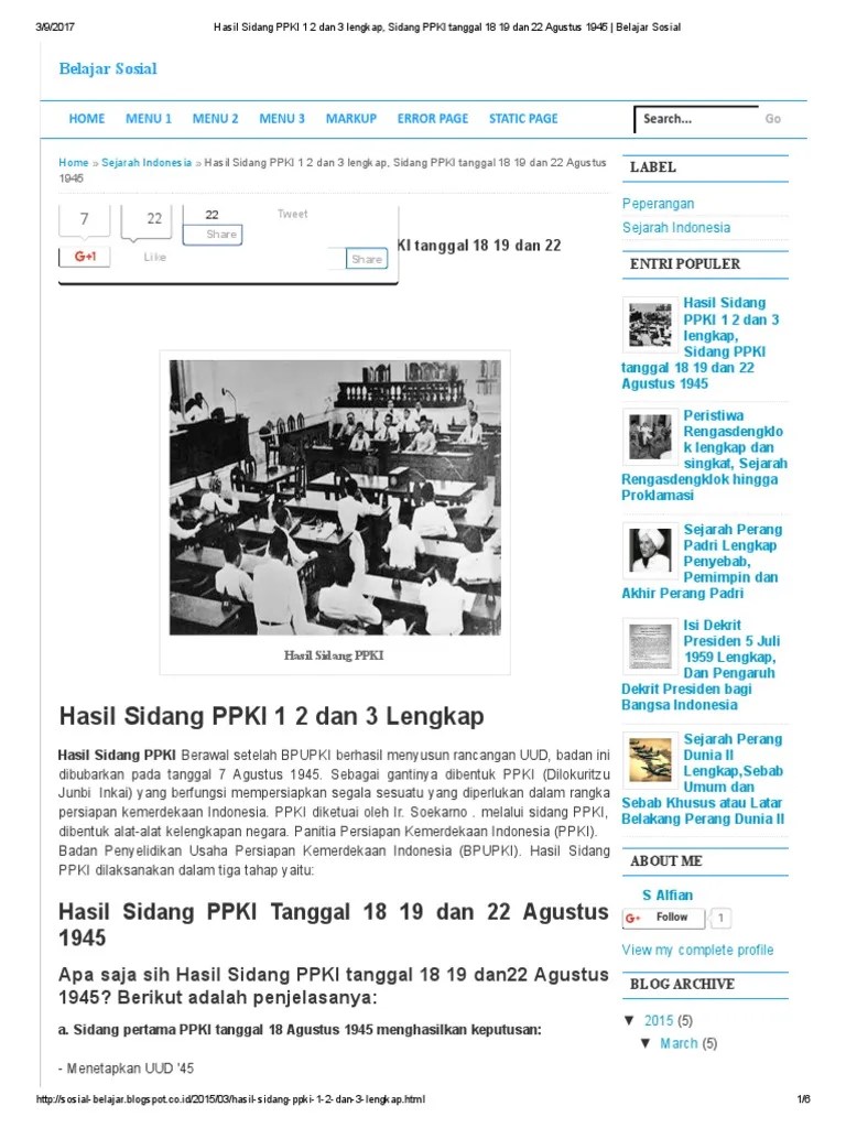 Hasil Sidang Ppki 18 Agustus 1945