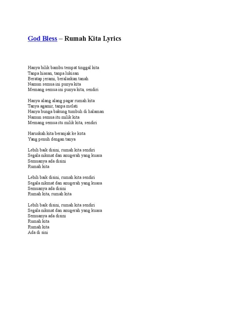 Lyric Lagu Rumah Kita | PDF