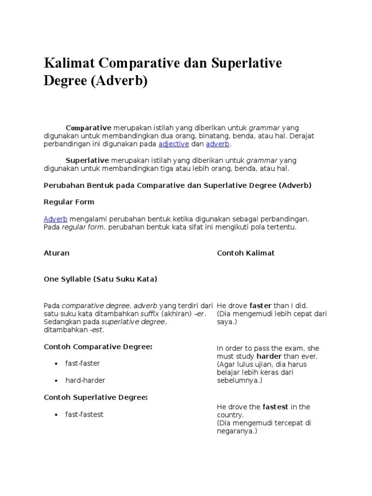 Rumus positive degree, contoh kalimat. Kalimat Comparative Dan Superlative Degree