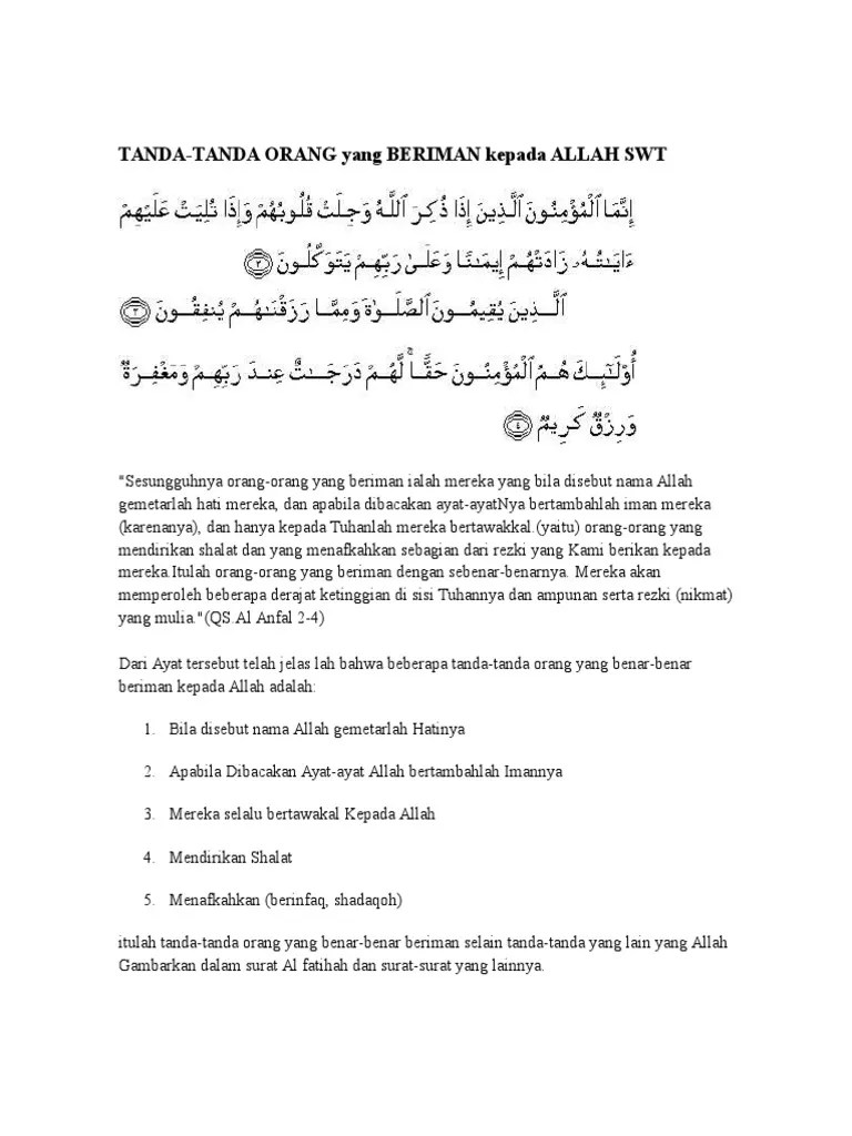 Tanda Beriman