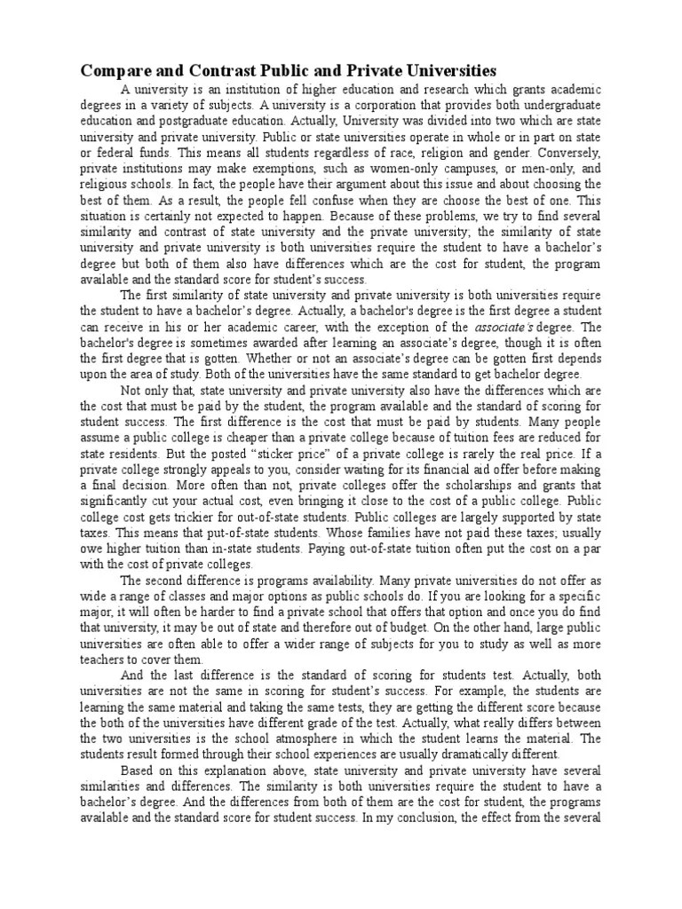 Compare And Contrast Public And Private Universities | PDF | Tobacco Smoking | Addiction