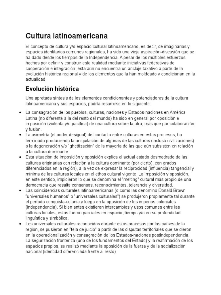Cultura Latinoamericana | PDF | Estado Nacional | America Latina