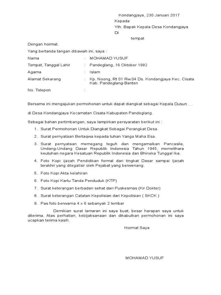 Find out the newest pictures of contoh . Lamaran Perangkat Desa Deal