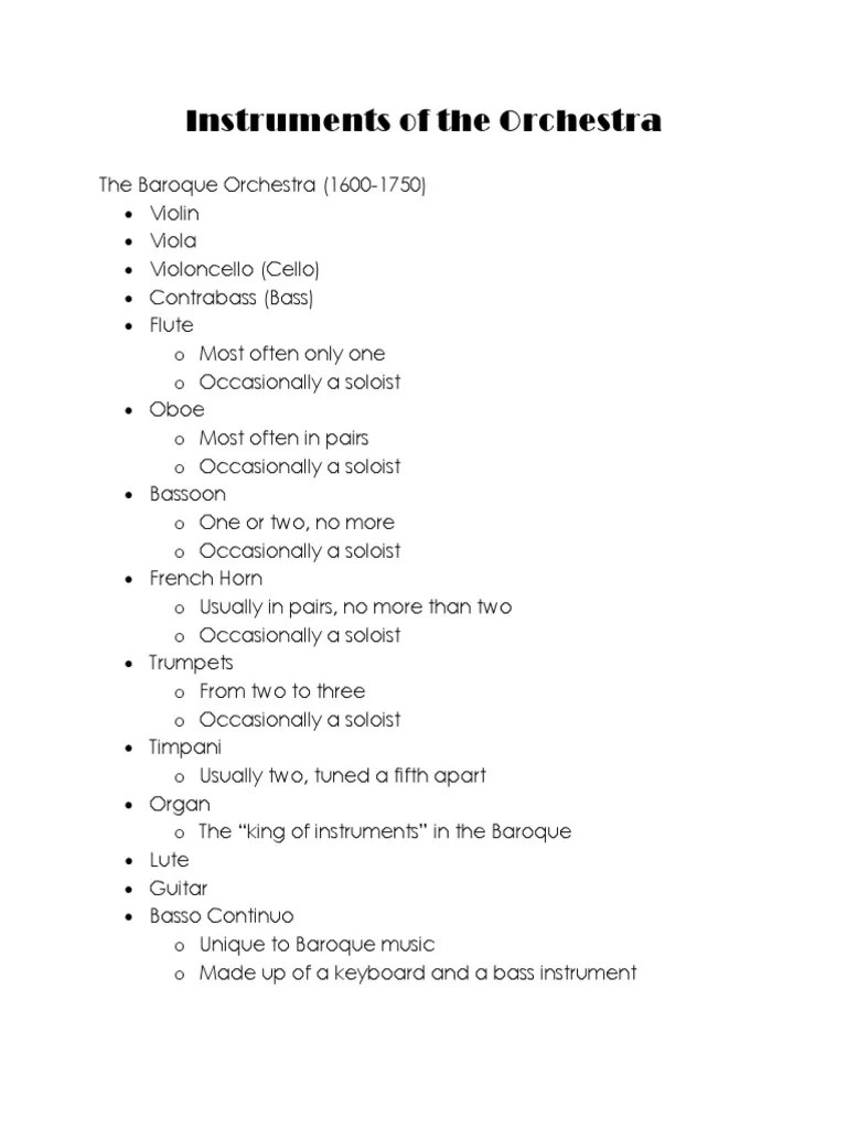 Instruments Of The Orchestra | PDF | Orchestras | Musical Instruments