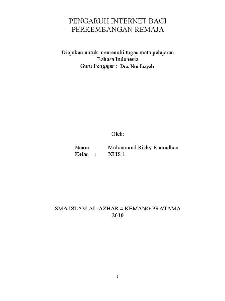 Kepulisan saran bisa dilakukan dalam berbagai jenis karya tulis, baik skripsi, makalah, essay, ataupun karya ilmiah. Karya Tulis Pengaruh Internet Bagi Perkembangan Remaja Pdf