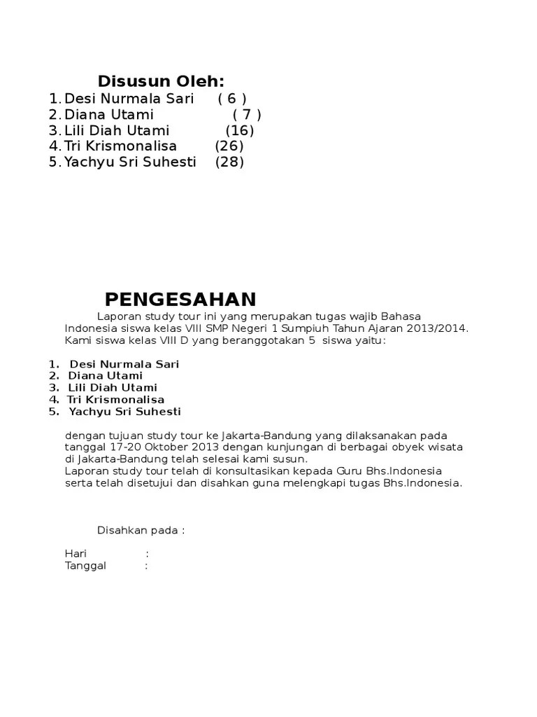Contoh Laporan Study Tour Smp Seputar Laporan Cute766