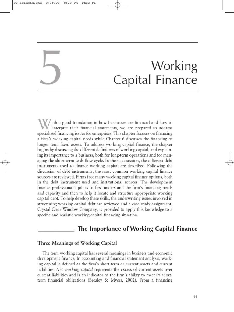 Working Capital Financing PDF | PDF | Loans | Working Capital