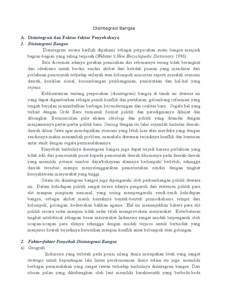 Disintegrasi Bangsa | PDF