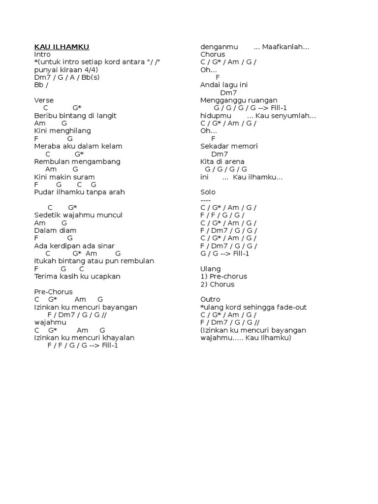 D g memandangi langit yang tak bertepi Kau Ilhamku With Chords Pdf