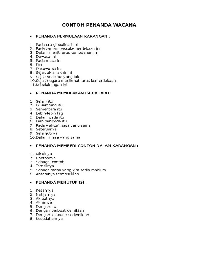 Contoh penanda wacana untuk pendahuluan surat r. Contoh Penanda Wacana Bahasa Melayu Pdf