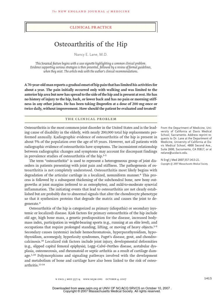 Osteoarthritis Of The Hip: Clinical Practice | PDF | Osteoarthritis | Analgesic