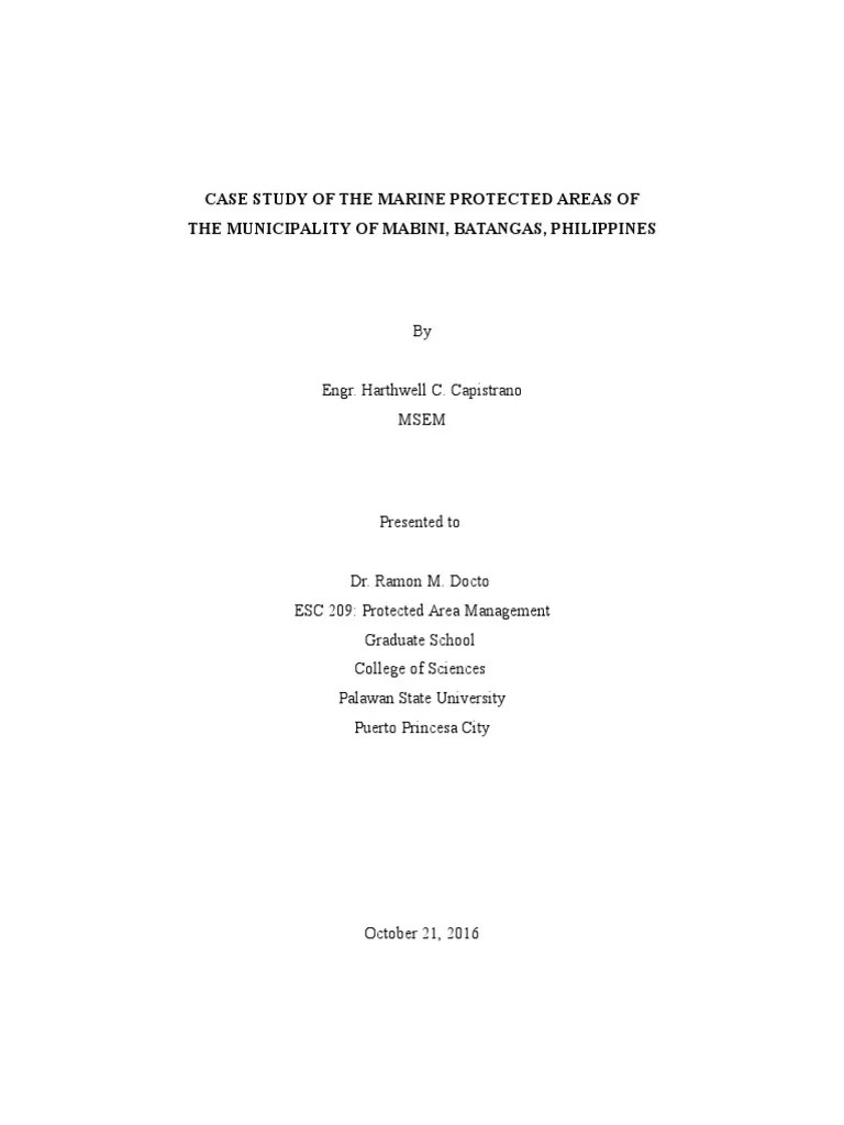 A CASE STUDY Philippine Protected Area | PDF | Protected Area | Coral Reef