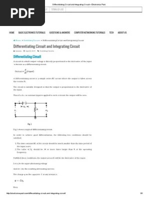 Differentiating Circuit And Integrating Circuit