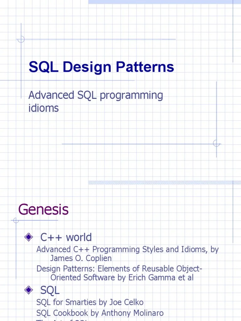 SQL Design Patterns: Advanced SQL Programming Idioms | PDF | Relational ...