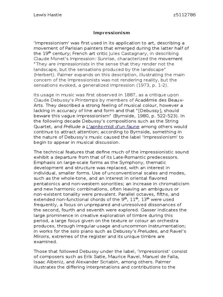 Impressionism In Music | PDF | Claude Debussy | Impressionism