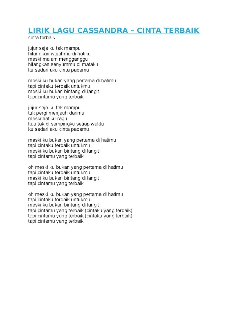 Lirik Lagu Cassandra | PDF