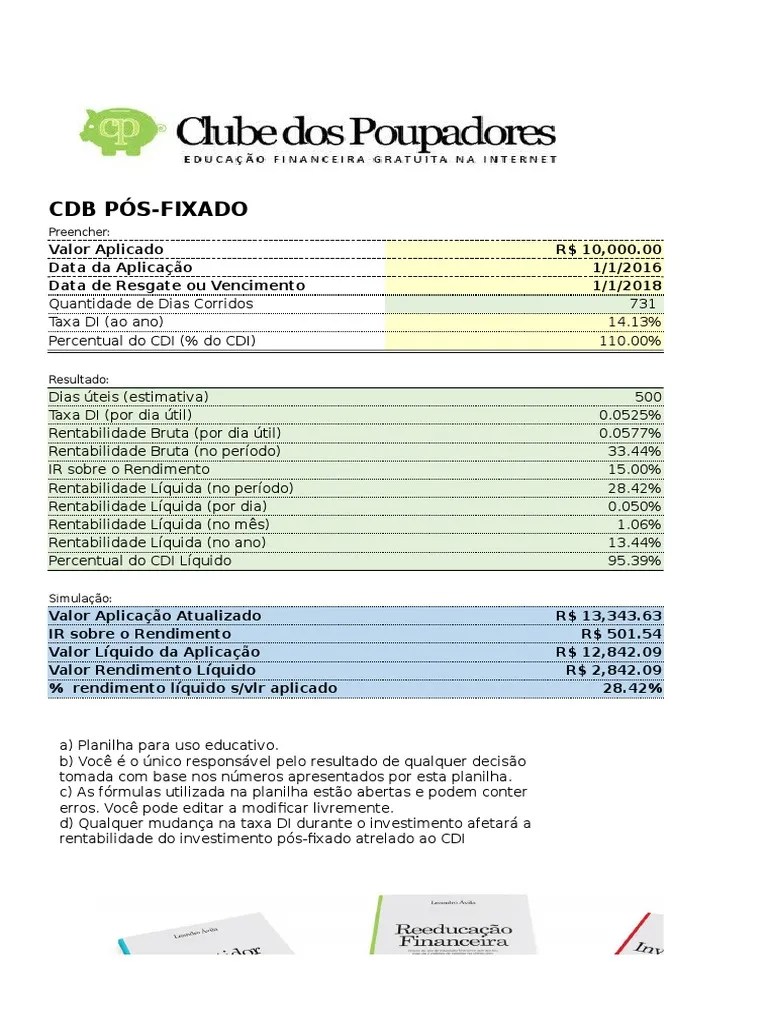 CP Tabela Comparativa CDB LCI LCA | PDF | Carnaval | Natal