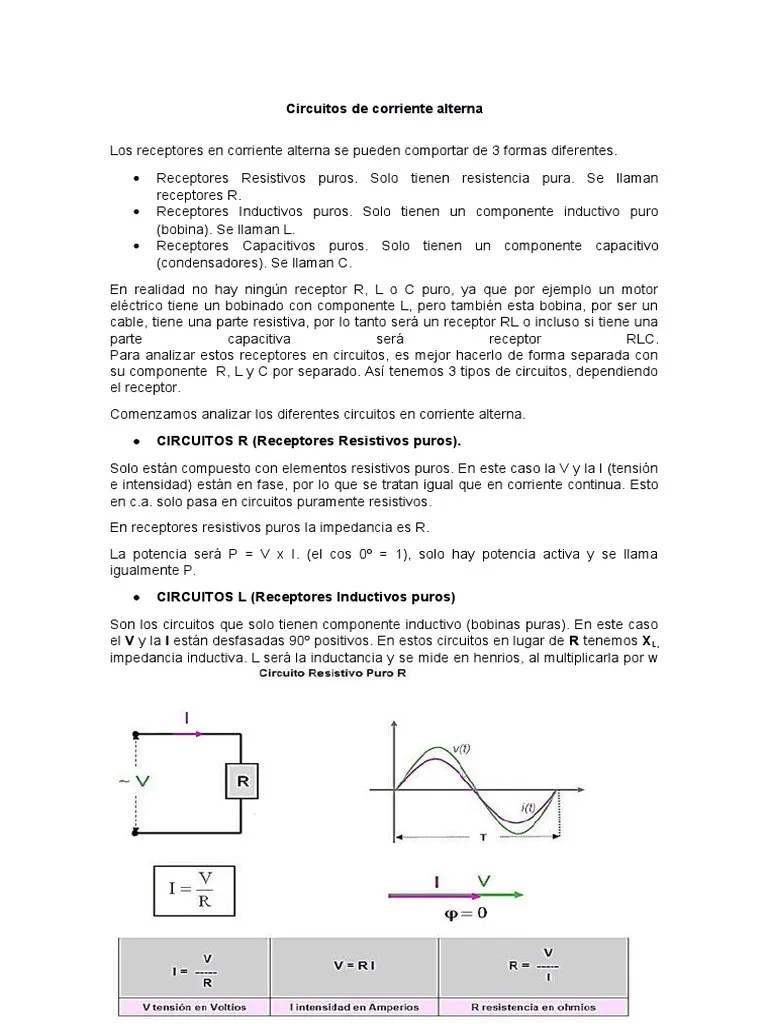 Circuitos De Corriente Alterna Clases | PDF | Inductor | Condensador