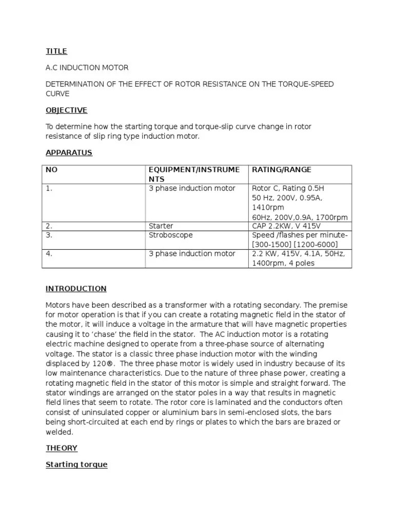 3 Phase Induction Motor Report Electromagnetism