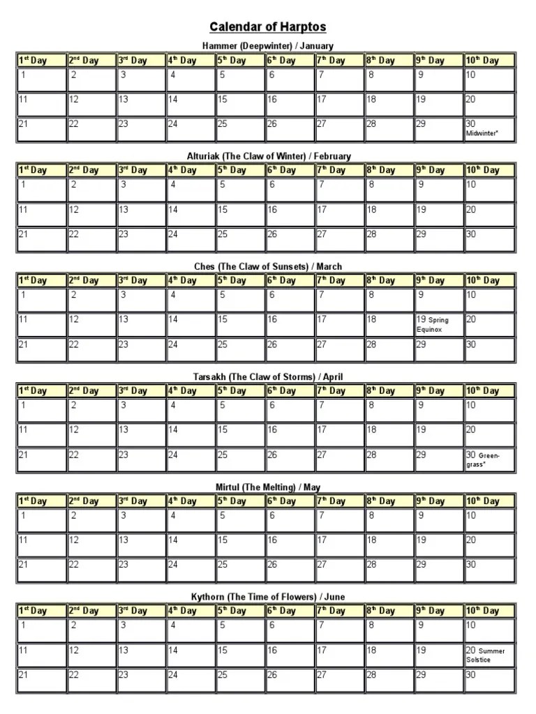 calendar of harptos pdf leisure nature