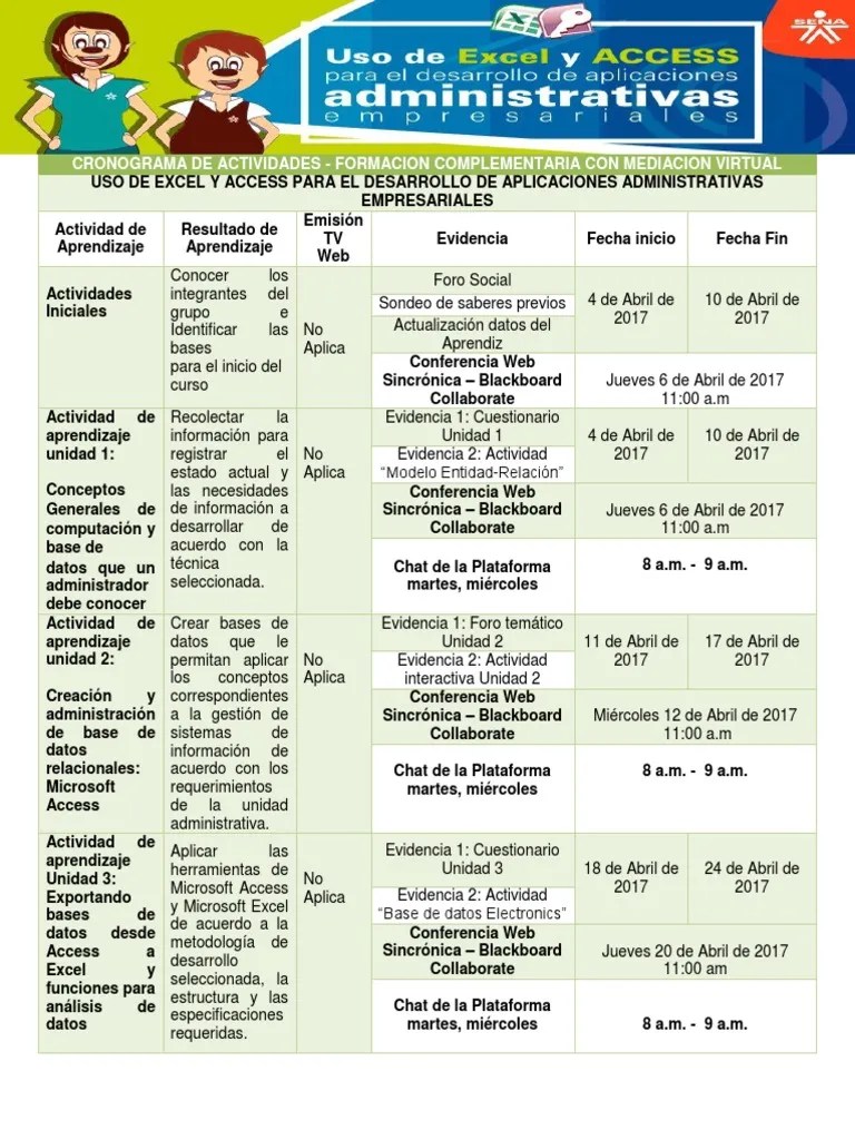 Cronograma De Actividades Excel Y Access | PDF | Acceso Microsoft | Red Mundial