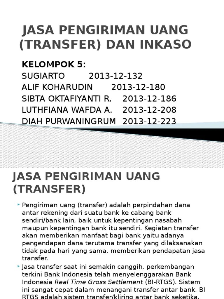 Produk Transfer Dan Inkaso Cute766