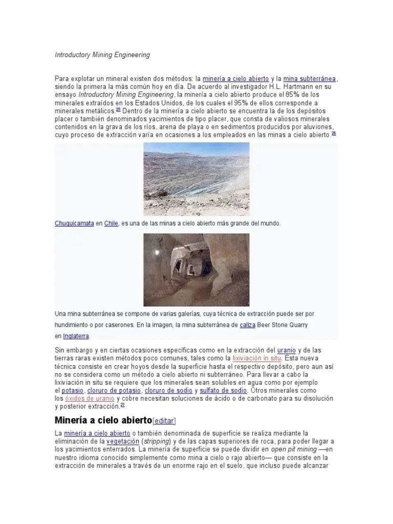 Introductory Mining Engineering | PDF | Minería | Materiales Naturales