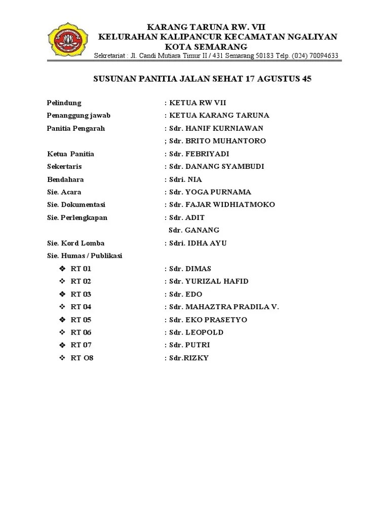 Contoh susunan acara 1 :. Susunan Acara Lomba 17 Agustus Sd Jaten