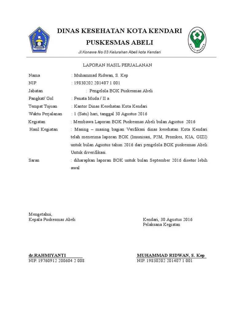 Laporan Hasil Perjalanan Dinas Mengantar BOK | PDF