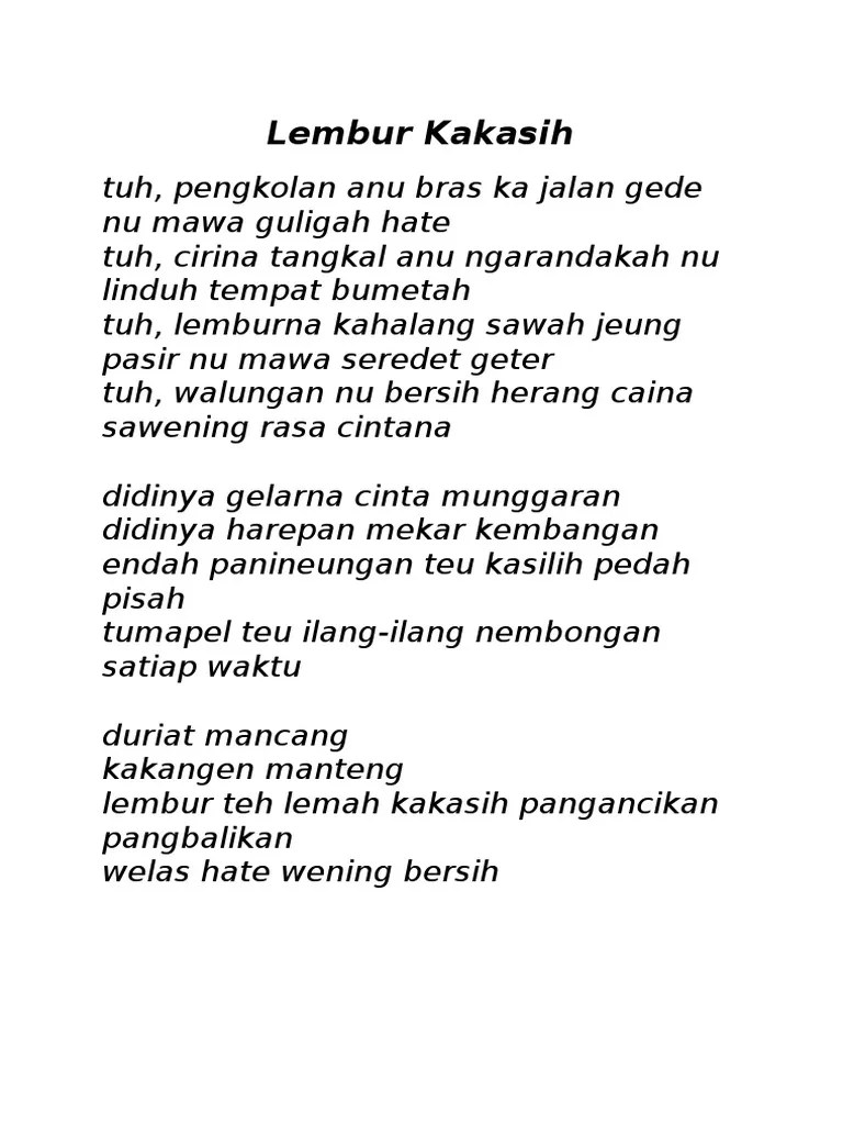 LIRIK LAGU Lembur Kakasih | PDF