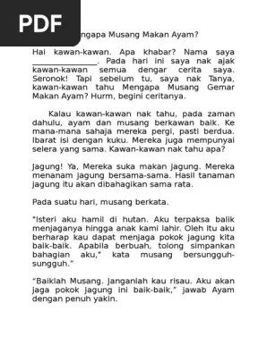5493 untuk bahagian pertama hanya peserta tahap satu sahaja yang dibenarkan menyampaikan cerita haiwan. Teks Bercerita Tahap 1 Sekolah Rendah 2017 Pdf