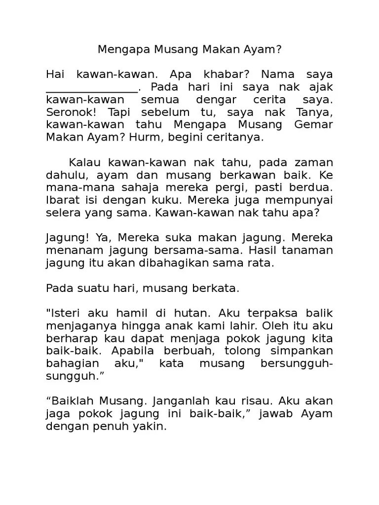 Teks cerita arnab dan buaya. Teks Bercerita Tahap 1 Sekolah Rendah 2017 Pdf