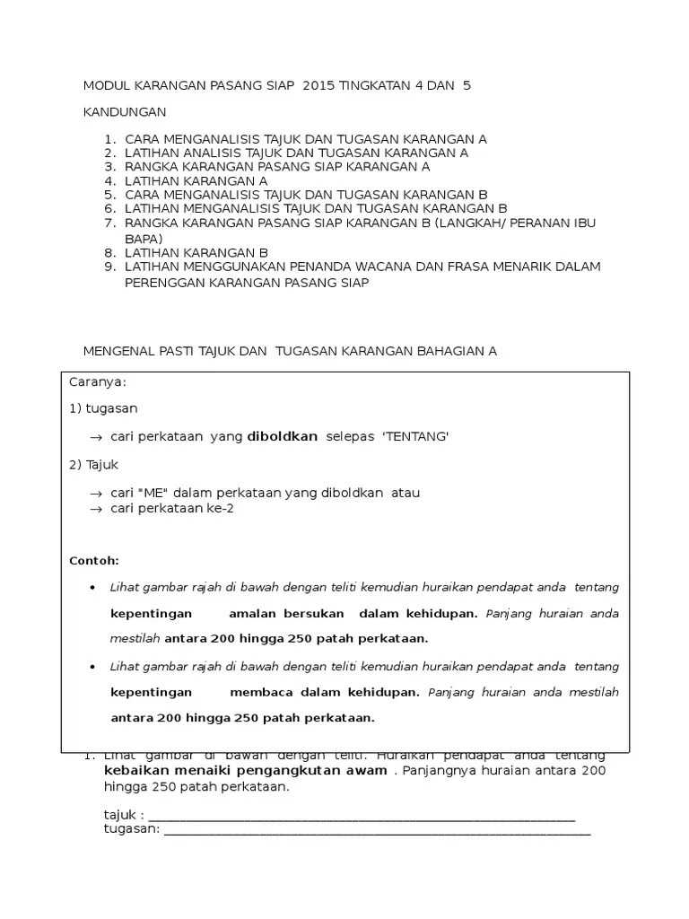 Modul Karangan Pasang Siap Spm Cute766