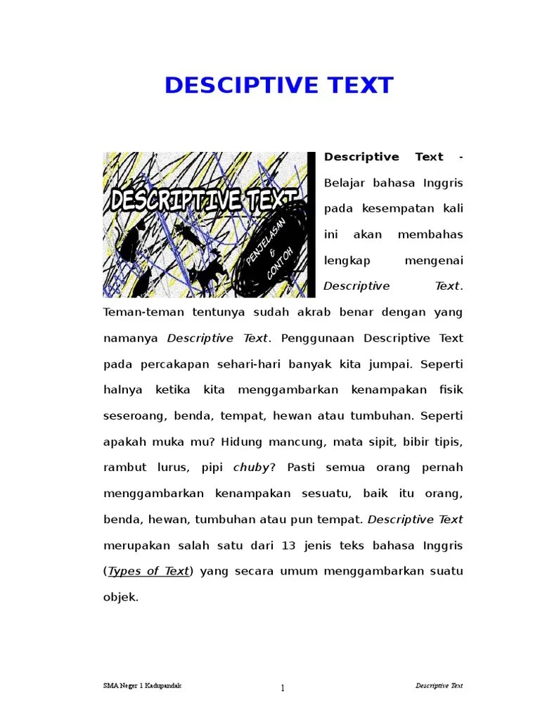 Contoh Teks Deskripsi Dalam Bahasa Inggris Dan Artinya Cute766