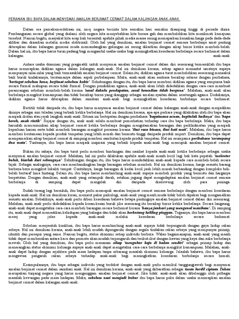 Agar mereka berminat untuk menabung, menanamkan sifat berjimat cermat, . Contoh Karangan Spm Amalan Berjimat Cermat Pdf
