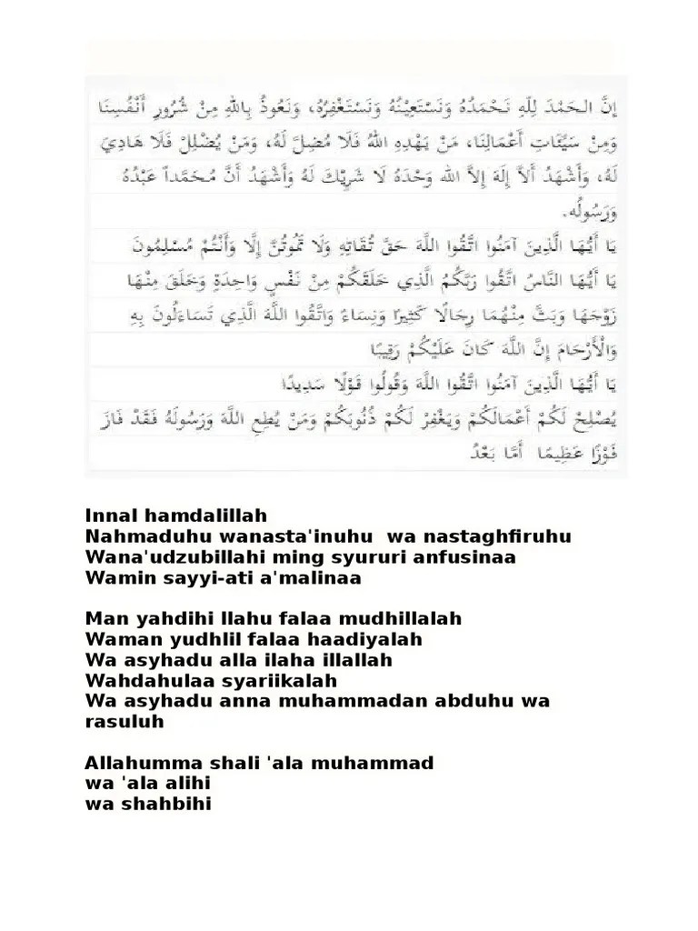 Nahmaduhu wa nasta'eenuhu wa nastaghfiruhu wa nu'minu bihi wa natawakkalu 'alaih; Kutbah Pdf