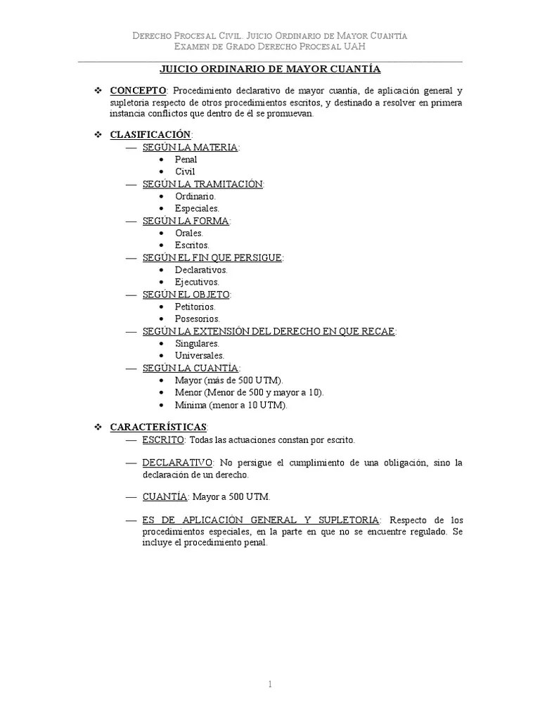 Esquema Juicio Ordinario | PDF | Demanda Judicial | Ley Procesal