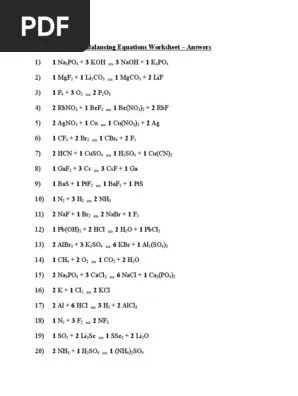 If a copper coil is placed into a solution of silver nitrate, . Balancing Equations Worksheet Answers Pdf Chemical Substances Mole Unit