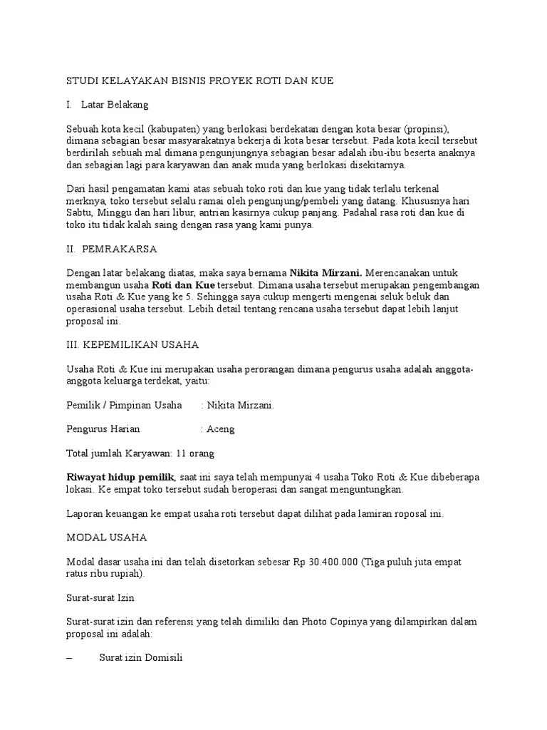 Produk ikan mujair ini memiliki potensi bisnis yang baik di masa. Studi Kelayakan Bisnis Proyek Roti Dan Kue Pdf