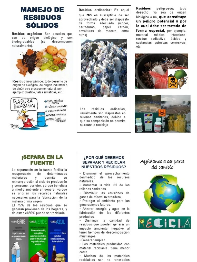 Manejo Adecuado De Residuos | PDF | El Plastico | Residuos