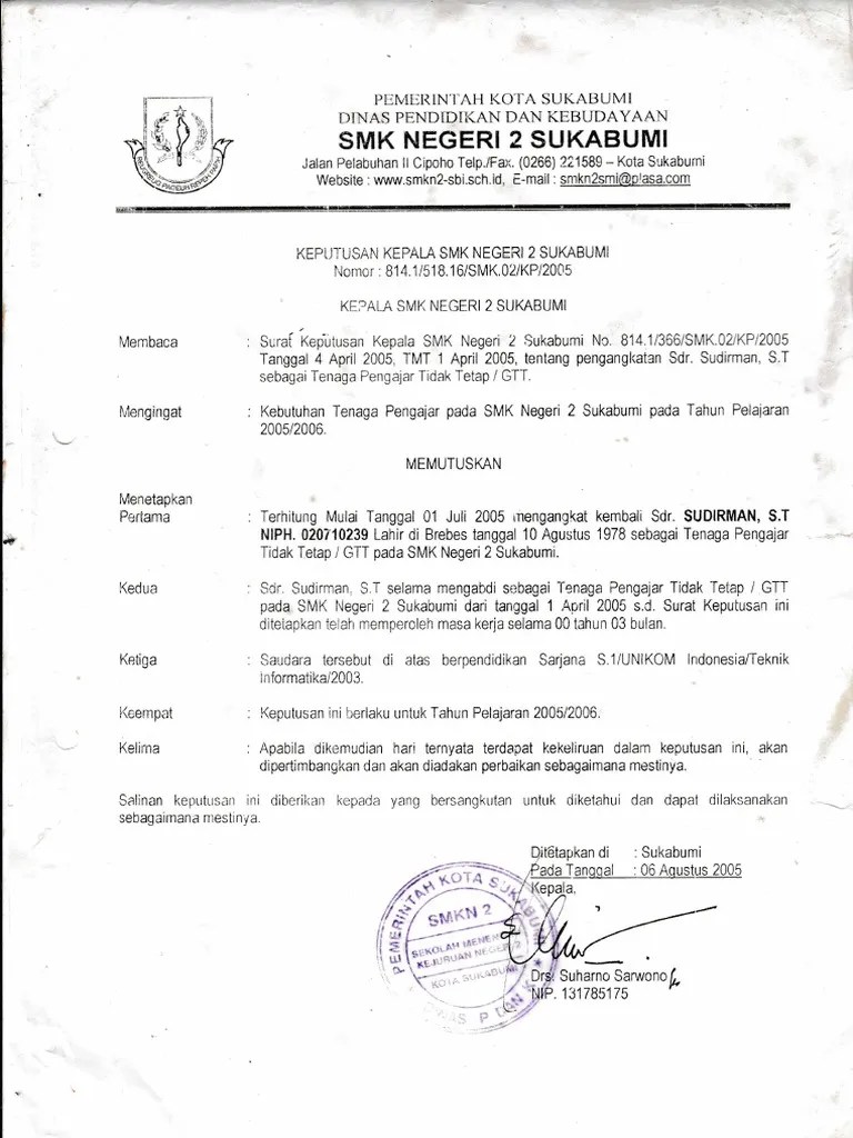 Smk negeri 2 kota sukabumi mempunyai 5 jurusan : Sk Smkn 2 Kota Sukabumi Pdf