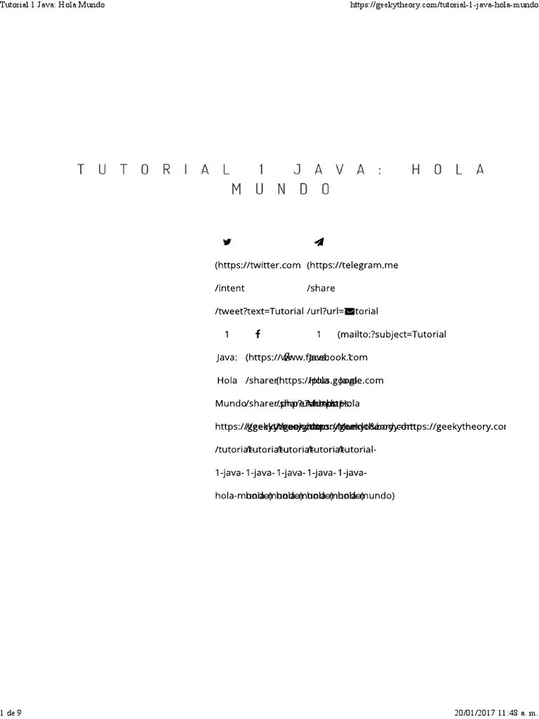 Tutorial 1 Java - Hola Mundo | PDF | Java (lenguaje De Programación ...