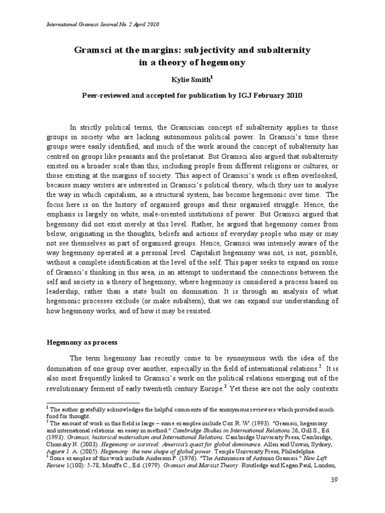 Hegemony PDF | PDF | Antonio Gramsci | Hegemony