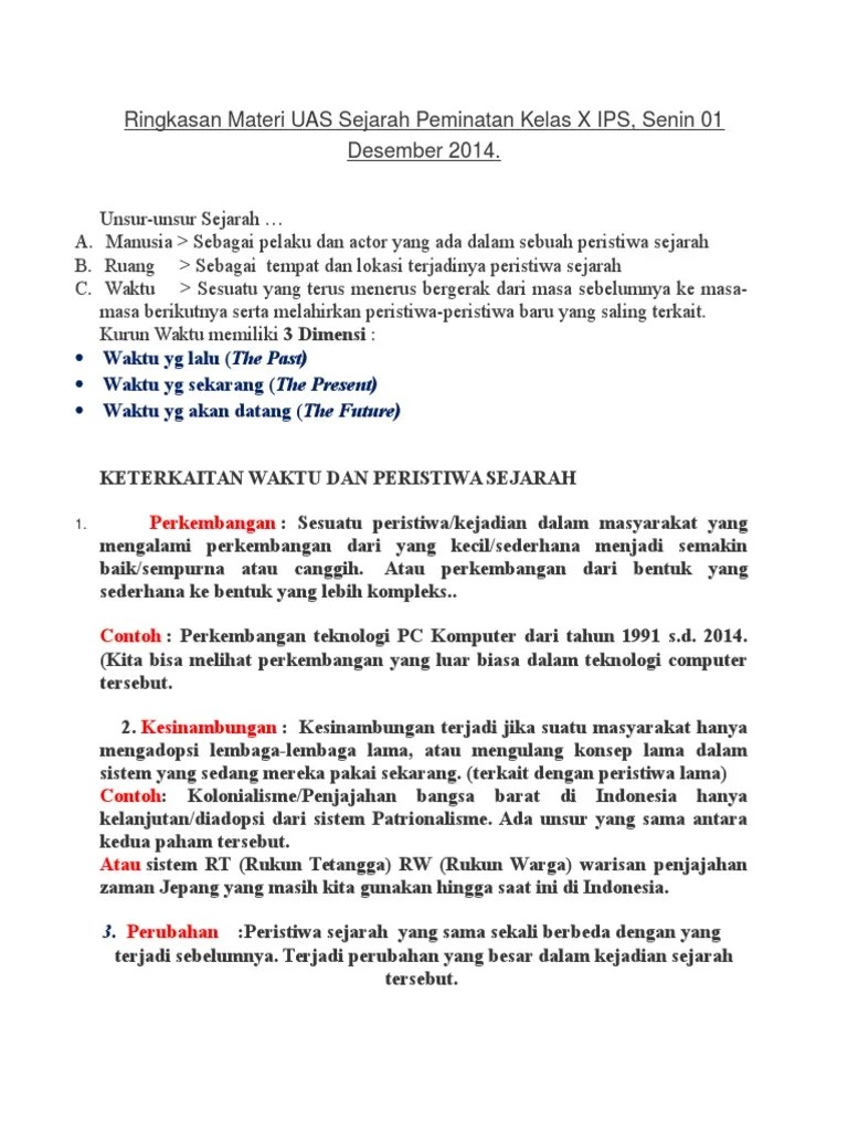 Ringkasan Materi UAS Sejarah Peminatan Kelas X IPS (HISTORIOGRAFI | PDF