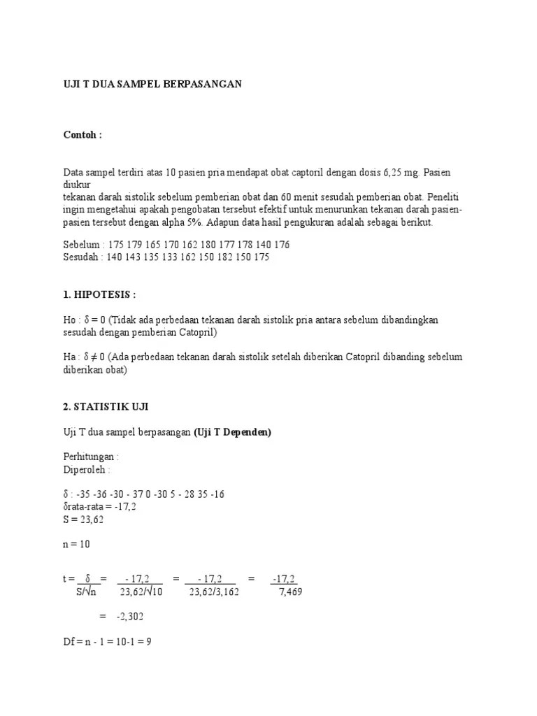 Contoh Soal Uji T Berpasangan Soalna Cute766