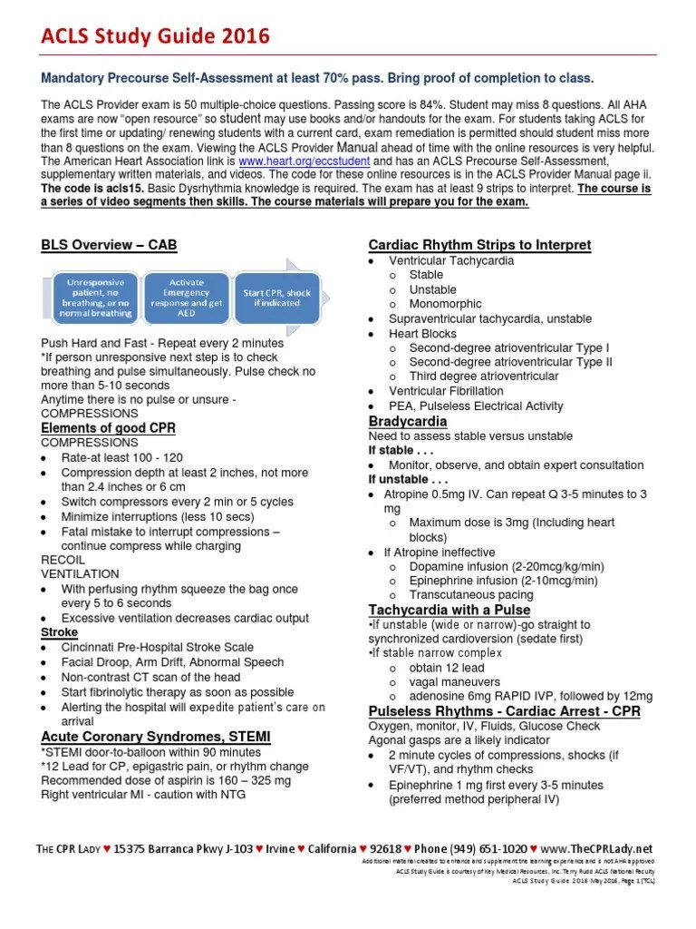 Acls Study Guide 2016 | Cardiopulmonary Resuscitation | Cardiovascular Physiology