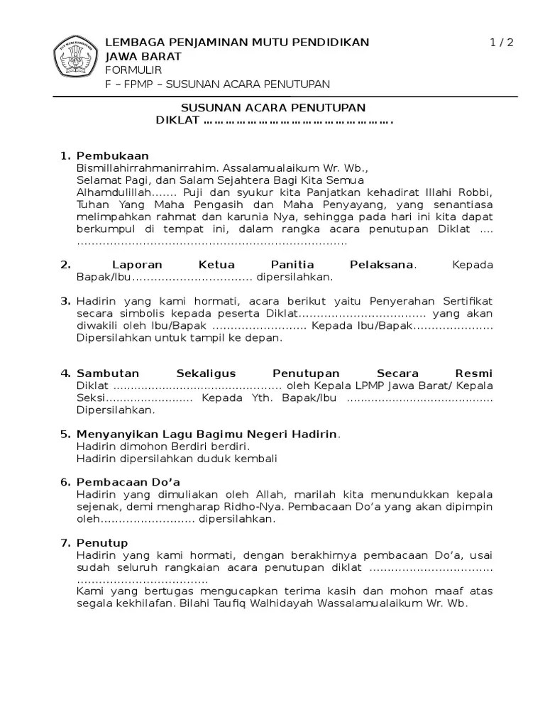Pidato Penutupan Acara – Pigura