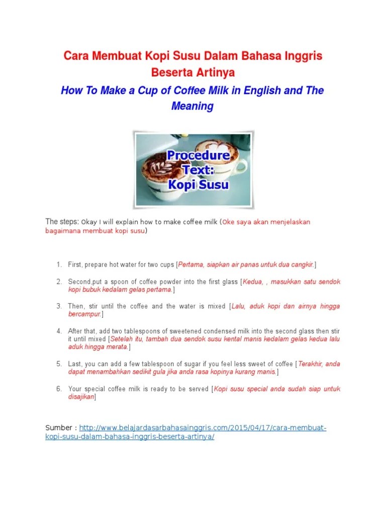 Contoh Teks Prosedur Dalam Bahasa Inggris Dan Artinya